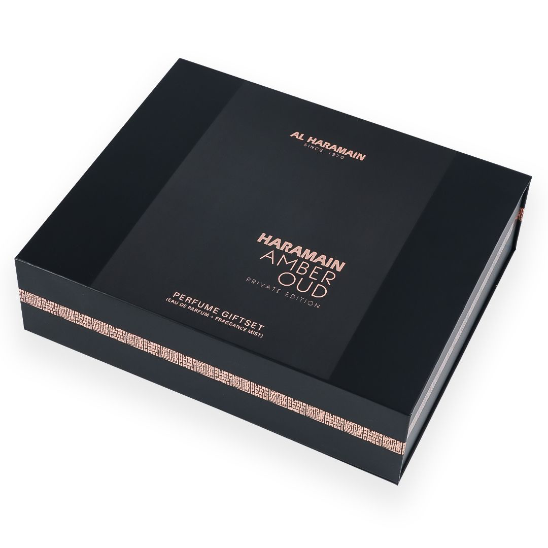 Haramain Amber Oud Private Edition Perfume GIft Set with Body Mist (75ml + 30ml + 250ml)