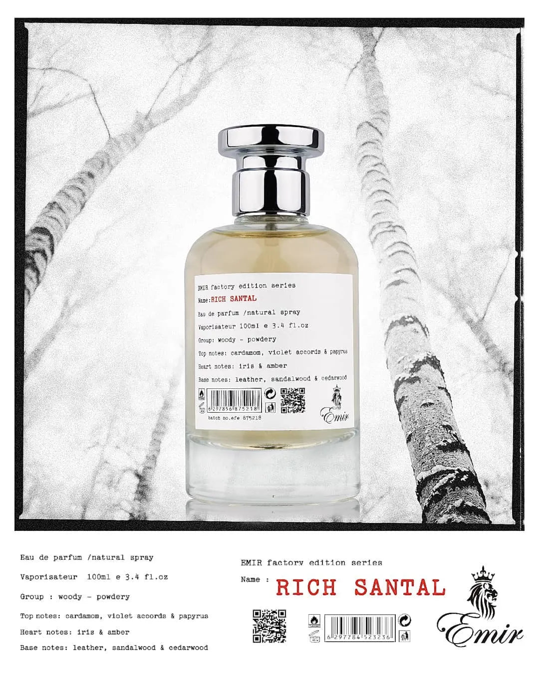 Rich Santal Emir Factory Edition EDP 100ml | Inspired by Le Labo Santal 33