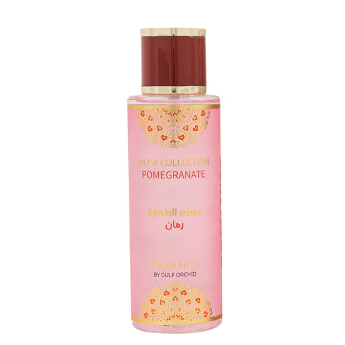 Musky fruity perfume gift set – Musk Tahara Pomegranate by Gulf Orchid with Eau de Parfum, perfume oil, and body mist featuring pomegranate, musk, and ambergris.

