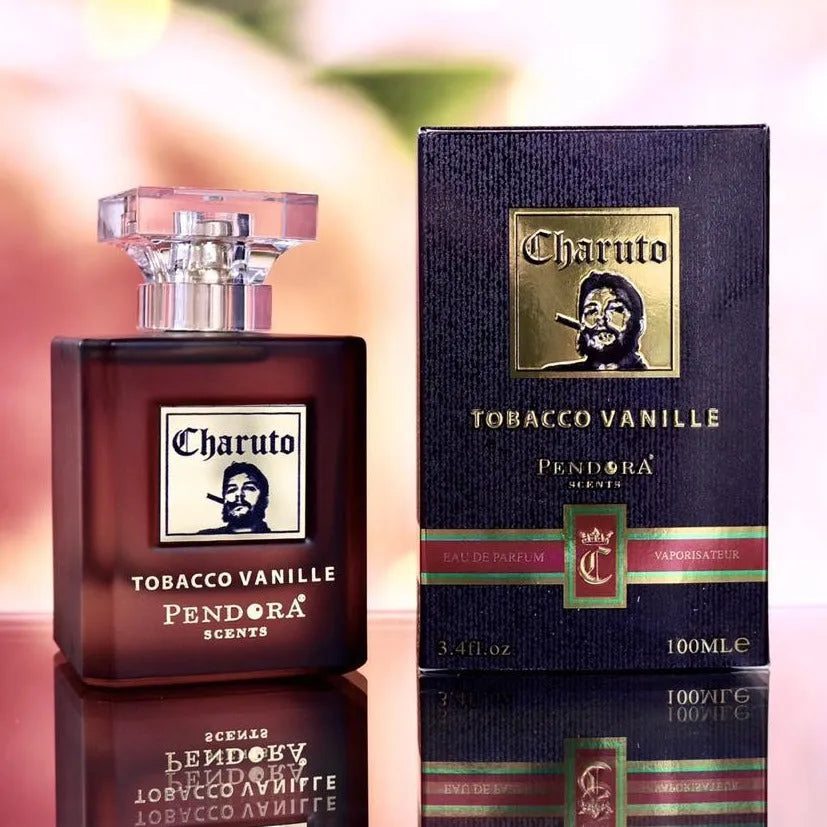 Charuto Tobacco Vanille perfume with tobacco leaf, vanilla, tonka bean, and cocoa notes in a 100ML bottle

