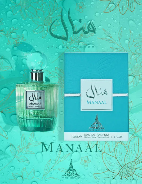 Manaal Paris Corner perfume with pear, tuberose, rose, sandalwood, and hazelnut notes – fruity floral woody fragrance

