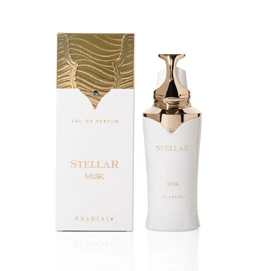 Stellar Musk 100ml EDP by Khadlaj – long lasting citrus musk perfume with bergamot, ginger, vetiver, patchouli, and amber in an elegant unisex bottle.

