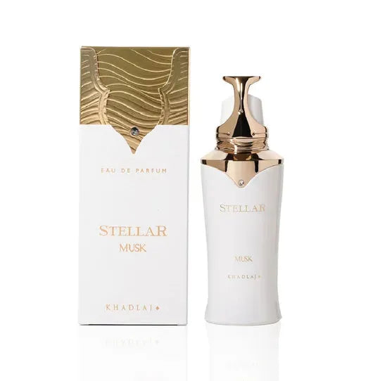 Stellar Musk 100ml EDP by Khadlaj – long lasting citrus musk perfume with bergamot, ginger, vetiver, patchouli, and amber in an elegant unisex bottle.

