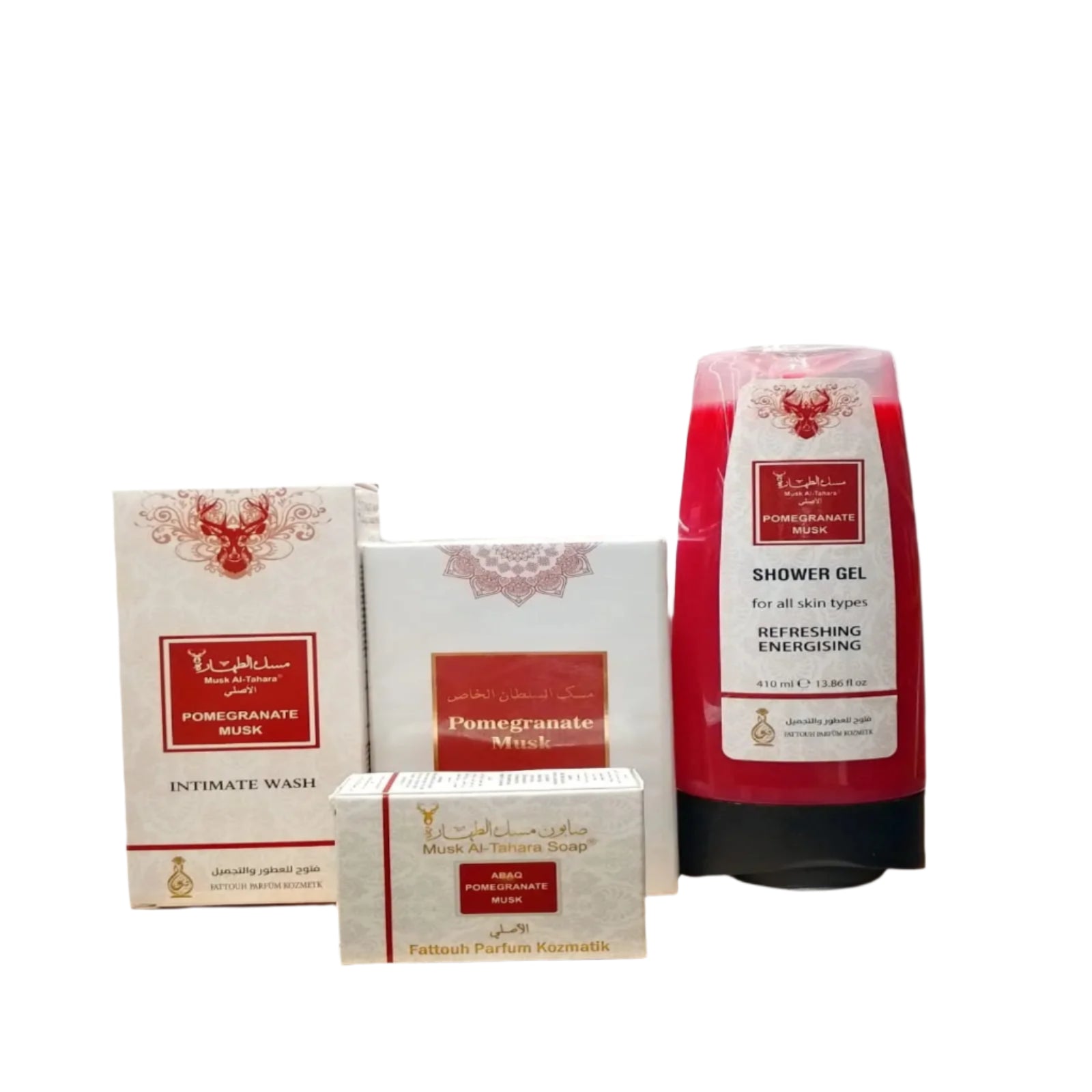 Pomegranate Musk Gift Set – Shower Gel, Attar Perfume Oil, Intimate Wash & Soap

